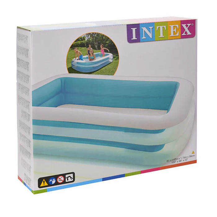 [Demo] Piscina Inflável Retangular PVC com 2 Câmaras de Ar, Depuradora Não Incluída, 262 x 175 x 56 cm 3