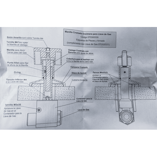 Manilla Encimera Cromada para Llave de Gas 7