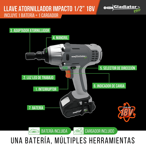 Llave-Atornillador Impacto 1/2