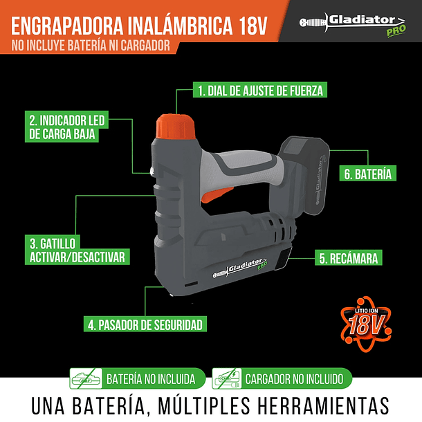 Engrapadora Inalámbrica 18v SIN BATERIA EG 818/18 2