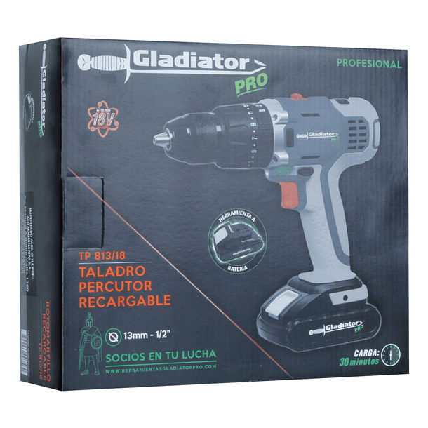 Taladro Inalámbrico 13mm 18V SIN BATERIA GLADIATOR TP 813/18 PRO 12