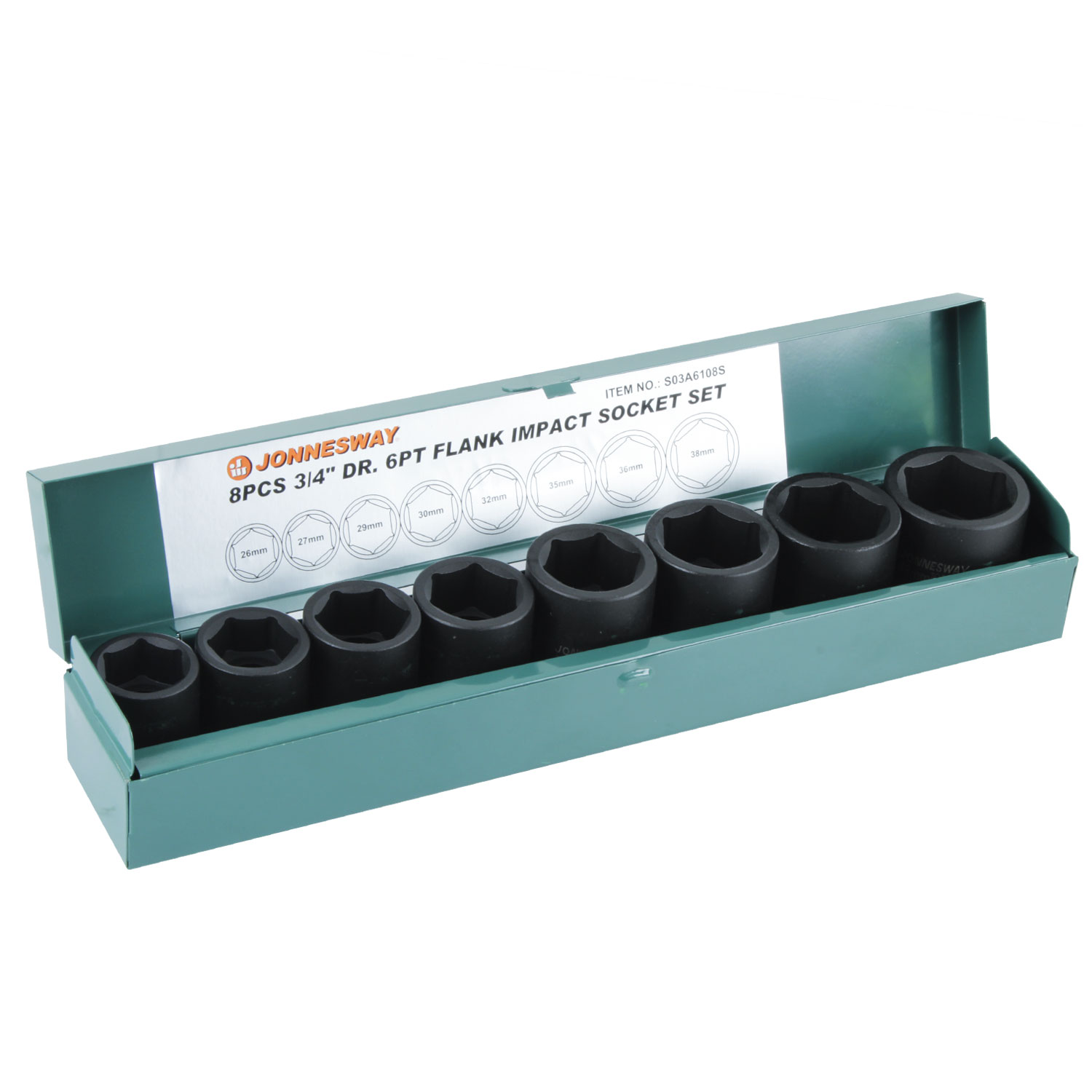 DADOS DE IMPACTO 1/2" 8 Piezas Jonnesway S03AD4108S