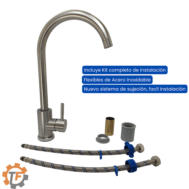 Llave Monomando Lavaplatos Vertical Inoxidable 4
