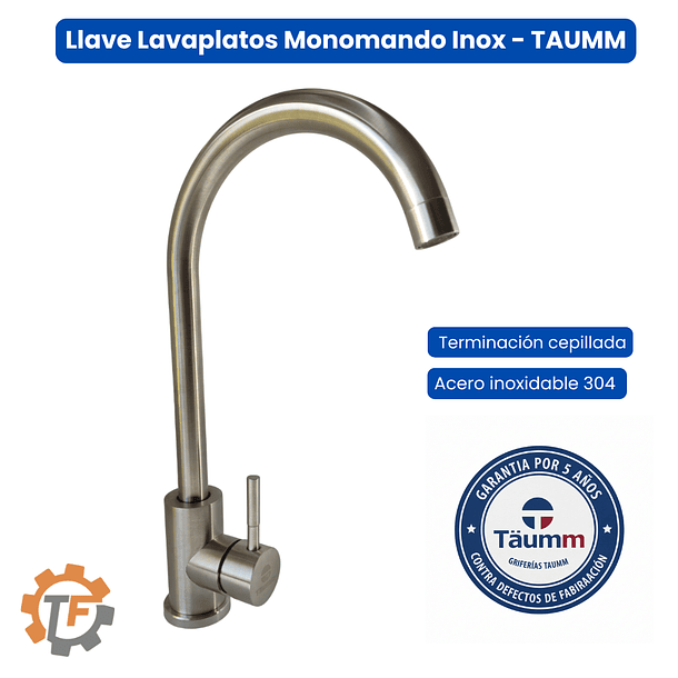 Llave Monomando Lavaplatos Vertical Inoxidable 5