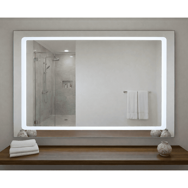 Espejo Rectangular LED 90x70 cm con Luz de Contorno 7
