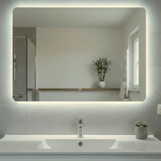 Espejo Rectangular LED Touch 70x100 cm – Luz Posterior con 3 Tonos de Iluminación