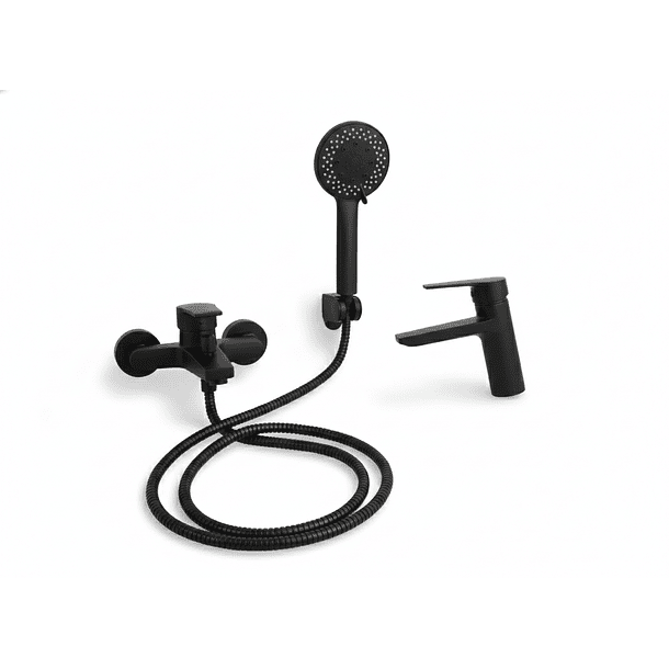 Grifería Negra Baño Monomando Tina Ducha y Lavamanos  Línea Notte – Taumm 6