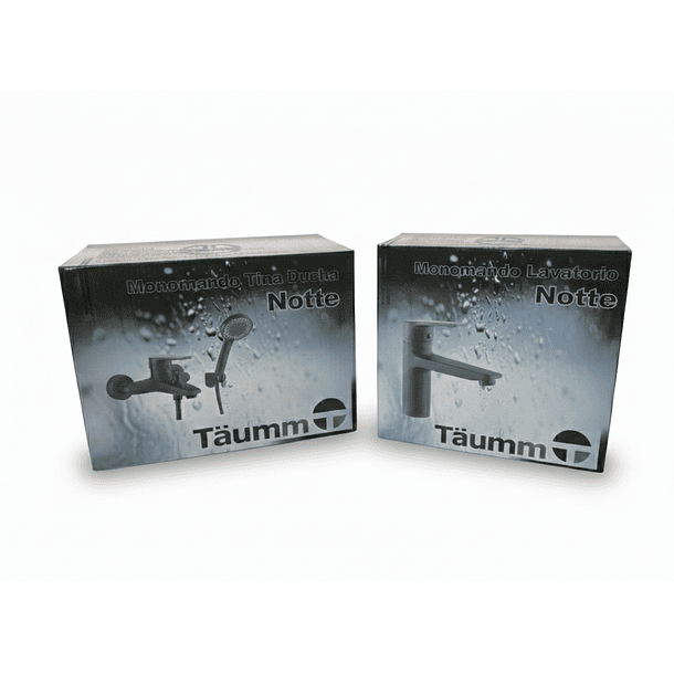 Grifería Negra Baño Monomando Tina Ducha y Lavamanos  Línea Notte – Taumm 15