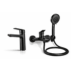 Grifería Negra Baño Monomando Tina Ducha y Lavamanos  Línea Notte – Taumm 2