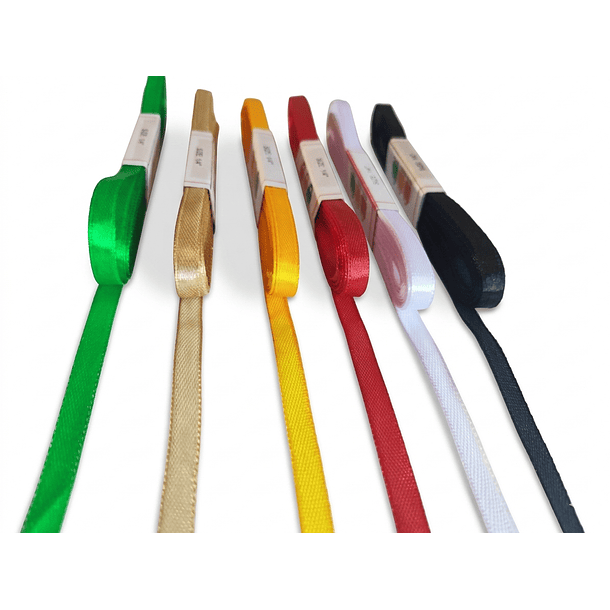 Rollo Cinta Satin Raso Genero 7mm 10 Mts Pack 6 Colores 8
