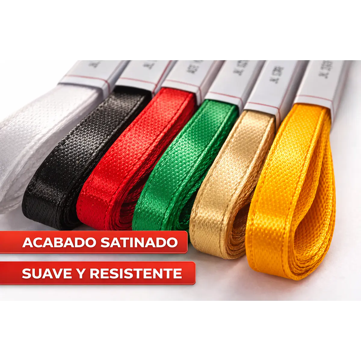 Rollo Cinta Satin Raso Genero 7mm 10 Mts Pack 6 Colores