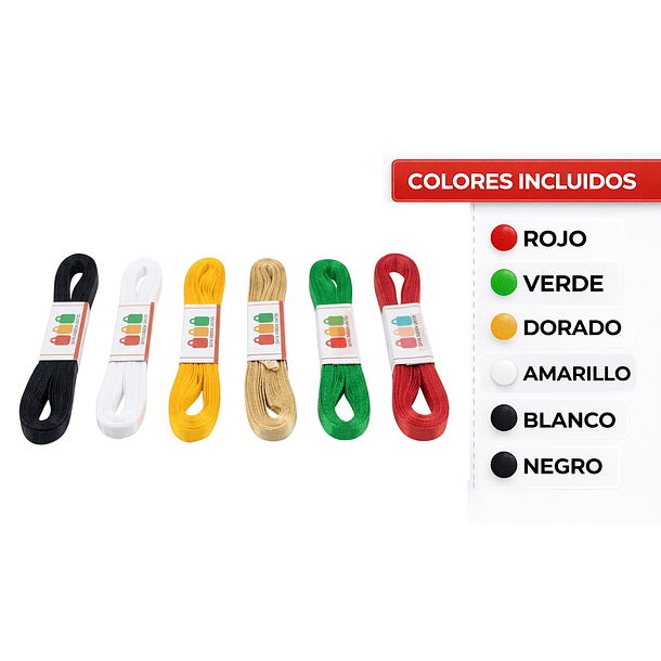 Rollo Cinta Satin Raso Genero 7mm 10 Mts Pack 6 Colores 5