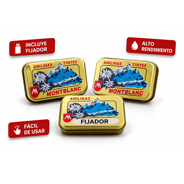 Anilina Montblanc Kit: 2 Colores + 1 Fijador        Original Caja Dorada 10