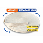 Huincha Mochila Espiga Algodón 50 Mts Anchos: 2, 3 y 4 cms Crudo Natural 2