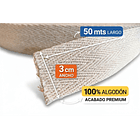 Huincha Mochila Espiga Algodón 50 Mts Anchos: 2, 3 y 4 cms Crudo Natural 5