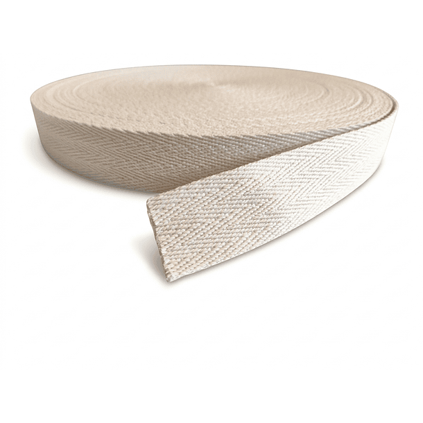 Huincha Mochila Espiga Algodón 50 Mts Anchos: 2, 3 y 4 cms Crudo Natural 9