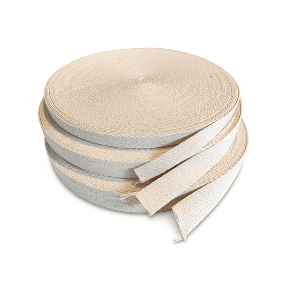 Huincha Mochila Espiga Algodón 50 Mts Anchos: 2, 3 y 4 cms Crudo Natural 17