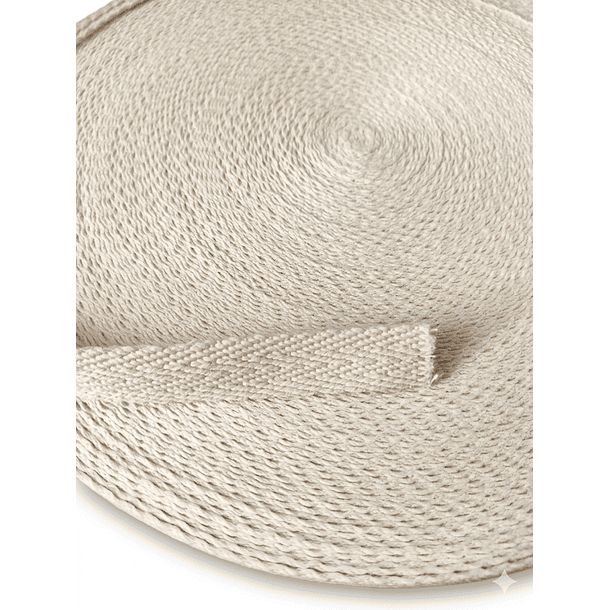 Huincha Mochila Espiga Algodón 50 Mts Anchos: 2, 3 y 4 cms Crudo Natural 18