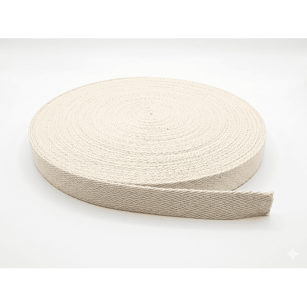 Huincha Mochila Espiga Algodón 50 Mts Anchos: 2, 3 y 4 cms Crudo Natural 25