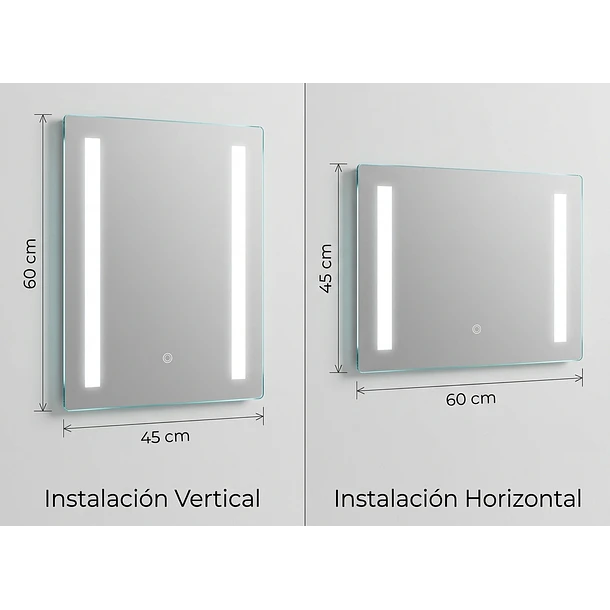 Espejo LED Touch 45x60 cm con Luz Superior e Inferior 2