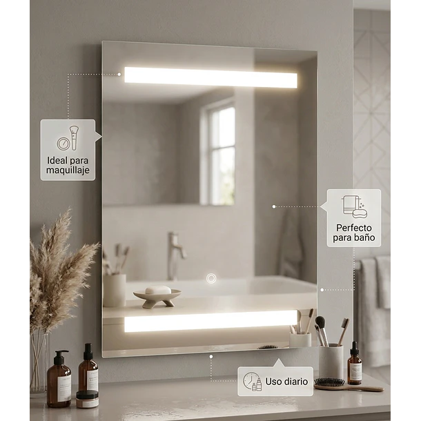 Espejo LED Touch 45x60 cm con Luz Superior e Inferior 7
