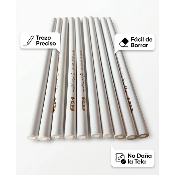 Lápiz Tiza Blanco Para Tela Sastre Pack 10 Costura 3