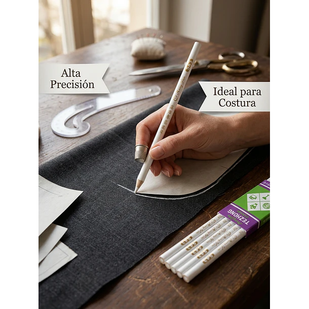 Lápiz Tiza Blanco Para Tela Sastre Pack 10 Costura 2