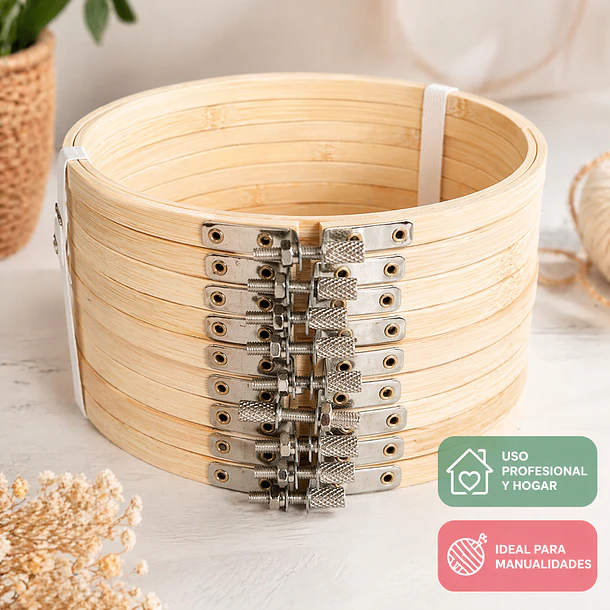 Bastidor de Bordar Madera Redondo 26 cm – Pack 10 Unidades Bambú