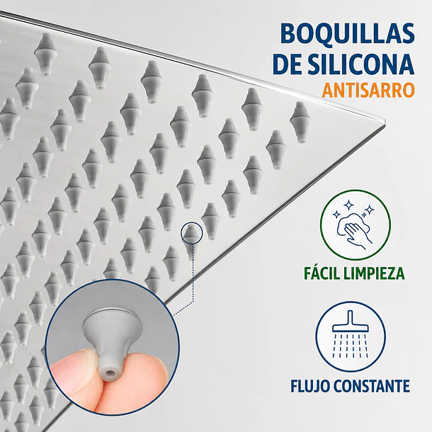 Plato Ducha Cuadrado Acero Inoxidable 25x25 Cms
