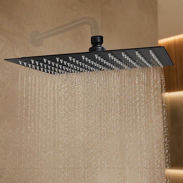 Plato De Ducha Cuadrado 25x25 Negro Acero Inox