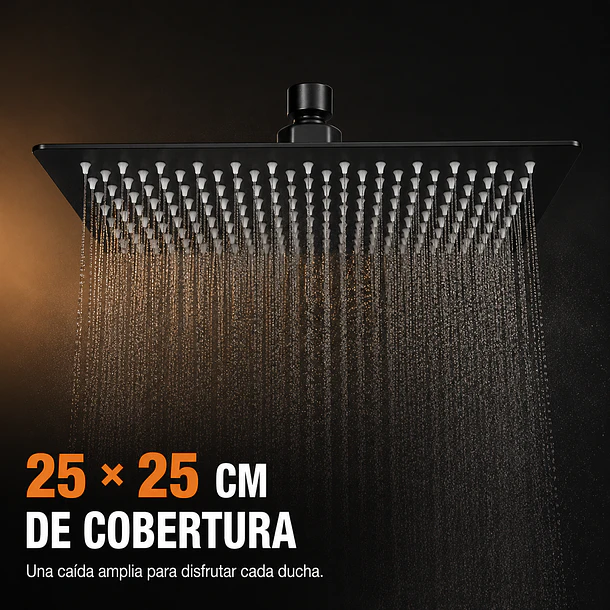 Plato De Ducha Cuadrado 25x25 Negro Acero Inox 6
