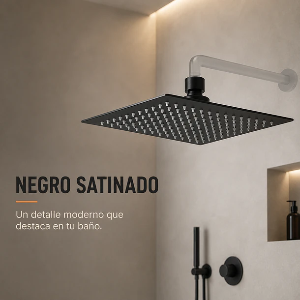 Plato De Ducha Cuadrado 25x25 Negro Acero Inox 10