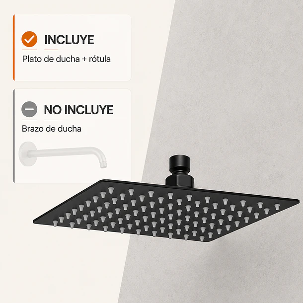 Plato De Ducha Cuadrado 25x25 Negro Acero Inox 11