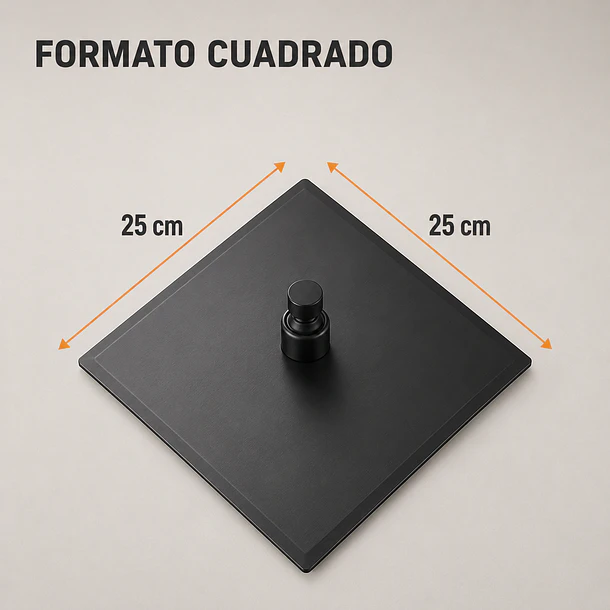 Plato De Ducha Cuadrado 25x25 Negro Acero Inox 12