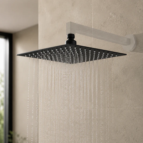 Plato De Ducha Cuadrado 25x25 Negro Acero Inox 13