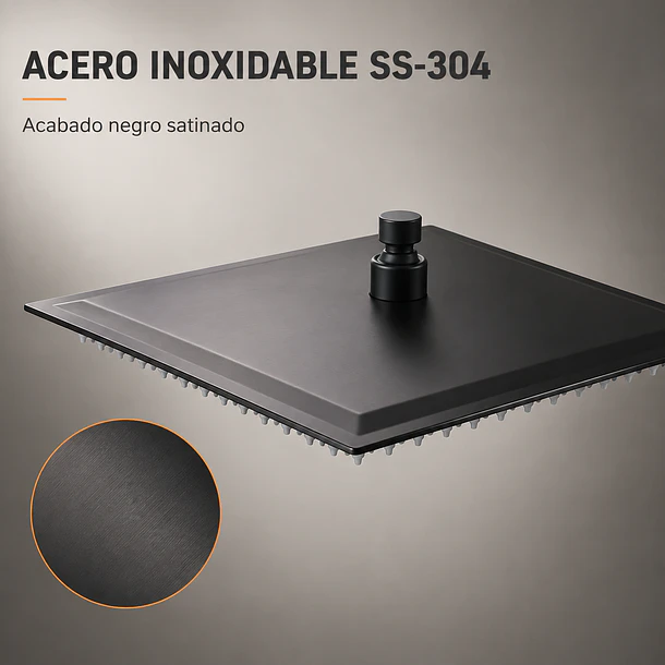 Plato De Ducha Cuadrado 25x25 Negro Acero Inox 14