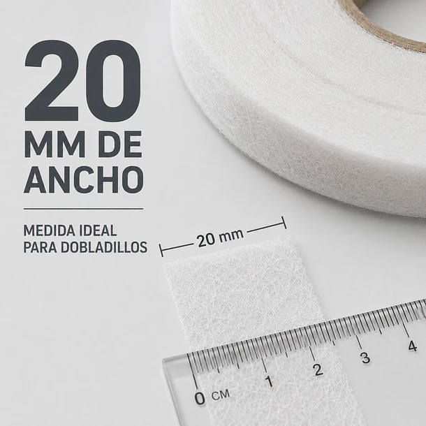 Cinta Basta 20mm para Dobladillo Pantalón, Cortina, Ropa Termoadhesiva 80y 20