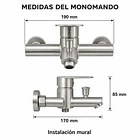 Llave Monomando Tina Ducha Modern Inox Taumm 7