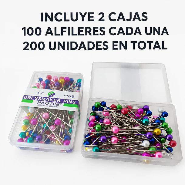 Alfileres Cabeza Color Plástica ¡2 Cajas X 100 Unidades C/u! 6