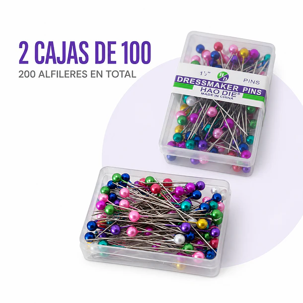 Alfileres Cabeza Color Plástica ¡2 Cajas X 100 Unidades C/u! 9