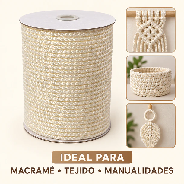 Cordón Tripolino Macramé 4mm X 100 Metros 500 Grs Poliéster 9