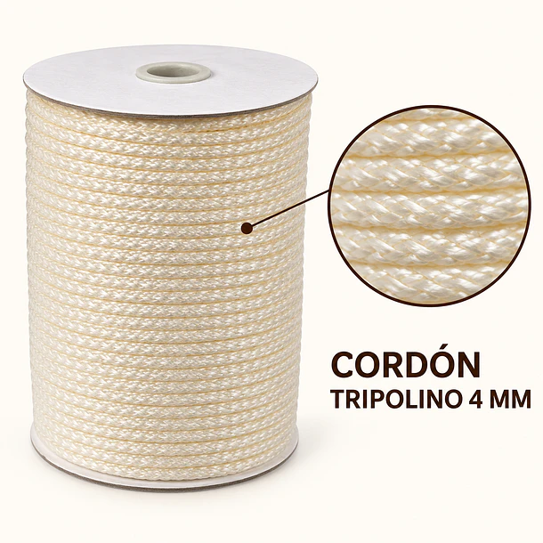 Cordón Tripolino Macramé 4mm X 100 Metros 500 Grs Poliéster 10
