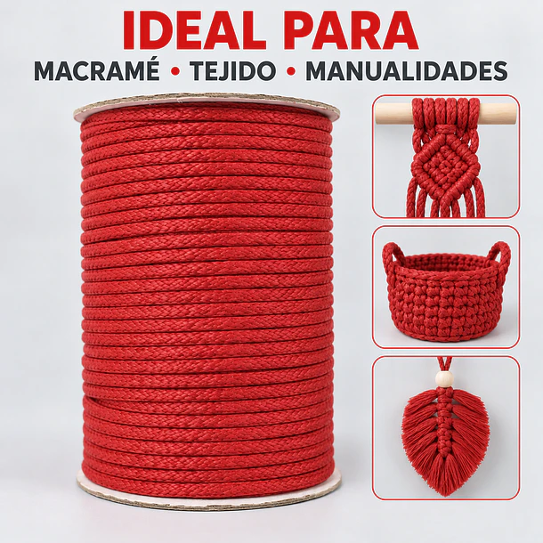 Cordón Tripolino Macramé 4mm X 100 Metros 500 Grs Poliéster 13