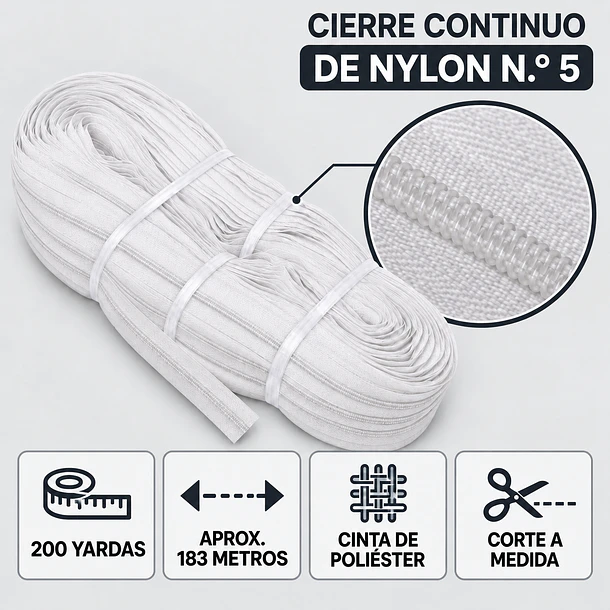 CIERRE DE NYLON N.º 5 – ROLLO DE 200 YARDAS 8