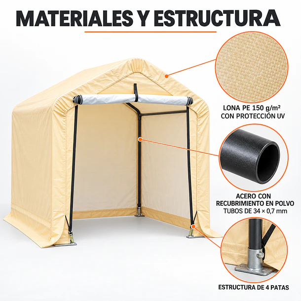 Bodega de Jardín Armable Beige 1,83 x 1,83 x 1,83 m 3