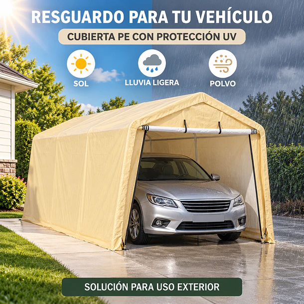 Carpa garage armable para auto, camioneta y maquinaria