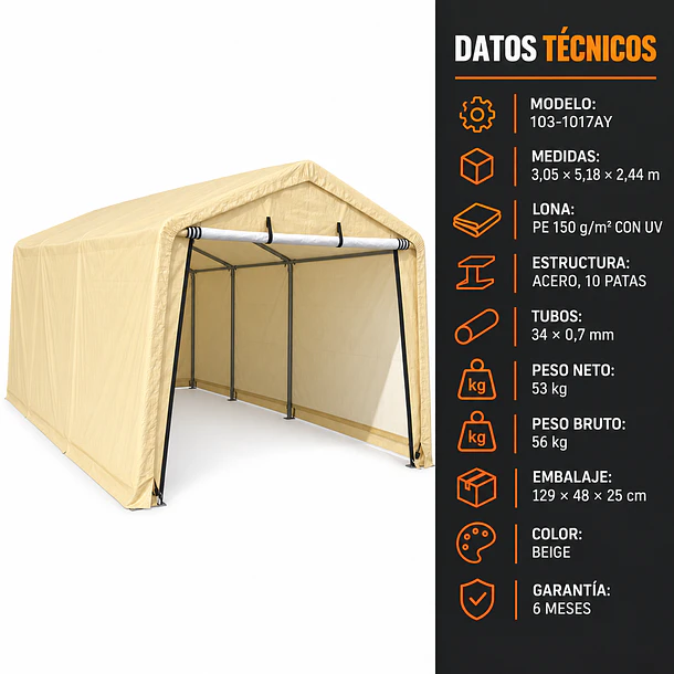 Carpa garage armable para auto, camioneta y maquinaria 3