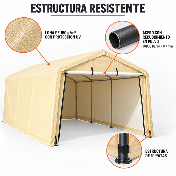 Carpa garage armable para auto, camioneta y maquinaria 8