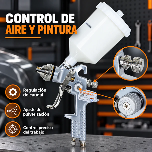Pistola Para Pintar Neumática 1,3mm 600ml Jonnesway 4