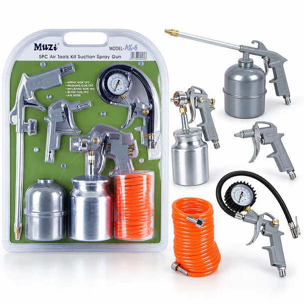Kit Pistolas De Pintar Para Compresor Muzi Ak-6 5 Piezas 16
